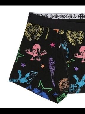 Black Graphic Boxer Briefs with Neon Skulls & Stars